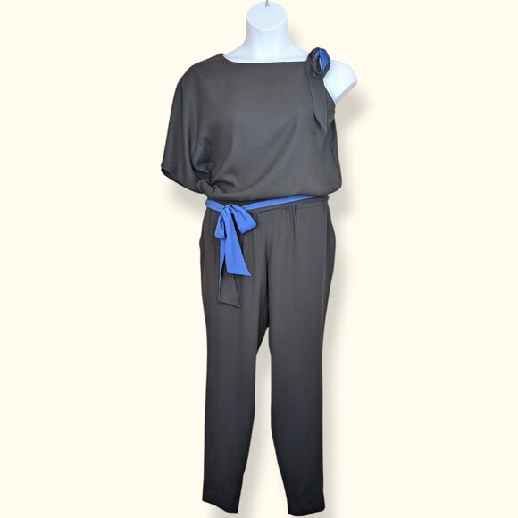Lakbi Black & Blue Asymmetrical Jumpsuit - Picture 1 of 8